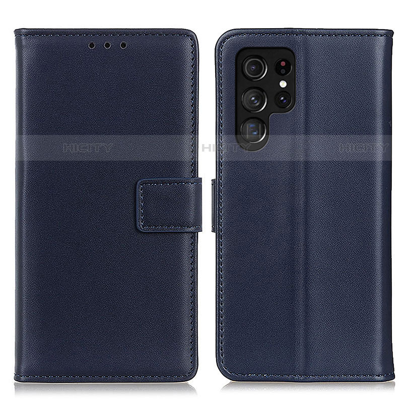 Coque Portefeuille Livre Cuir Etui Clapet A06D pour Samsung Galaxy S21 Ultra 5G Bleu Plus