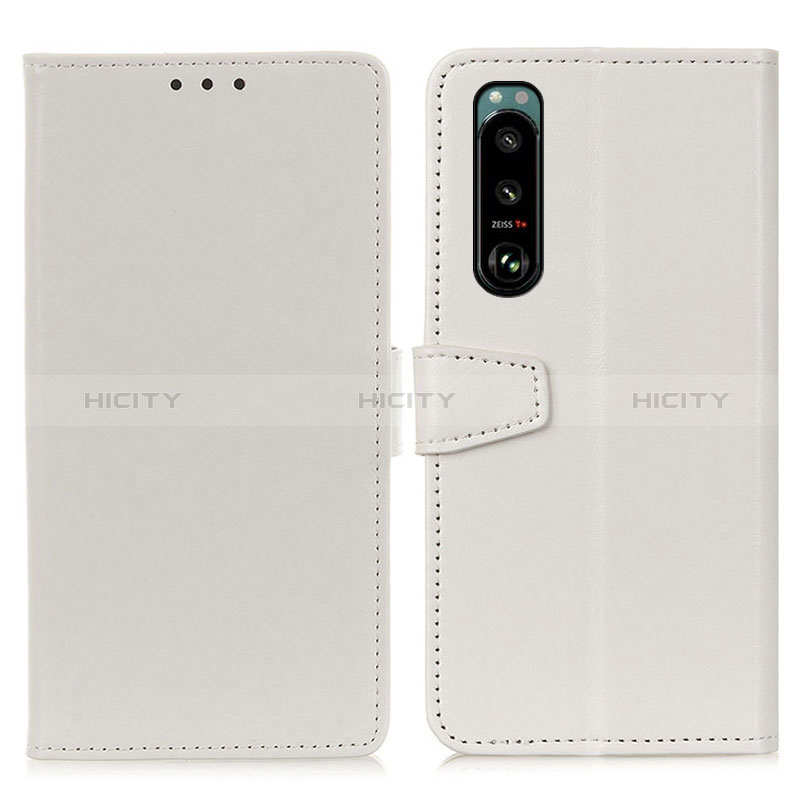 Coque Portefeuille Livre Cuir Etui Clapet A06D pour Sony Xperia 5 III Blanc Plus