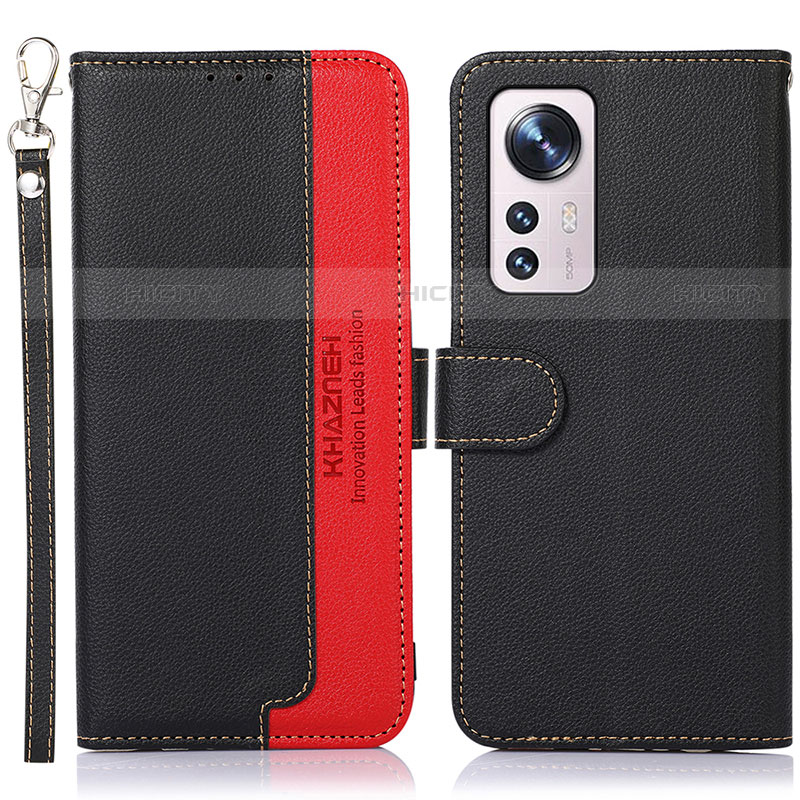 Coque Portefeuille Livre Cuir Etui Clapet A06D pour Xiaomi Mi 12 Lite 5G Rouge et Noir Plus