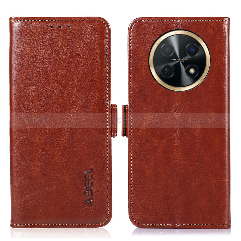 Coque Portefeuille Livre Cuir Etui Clapet A07D pour Huawei Nova Y91 Marron Plus