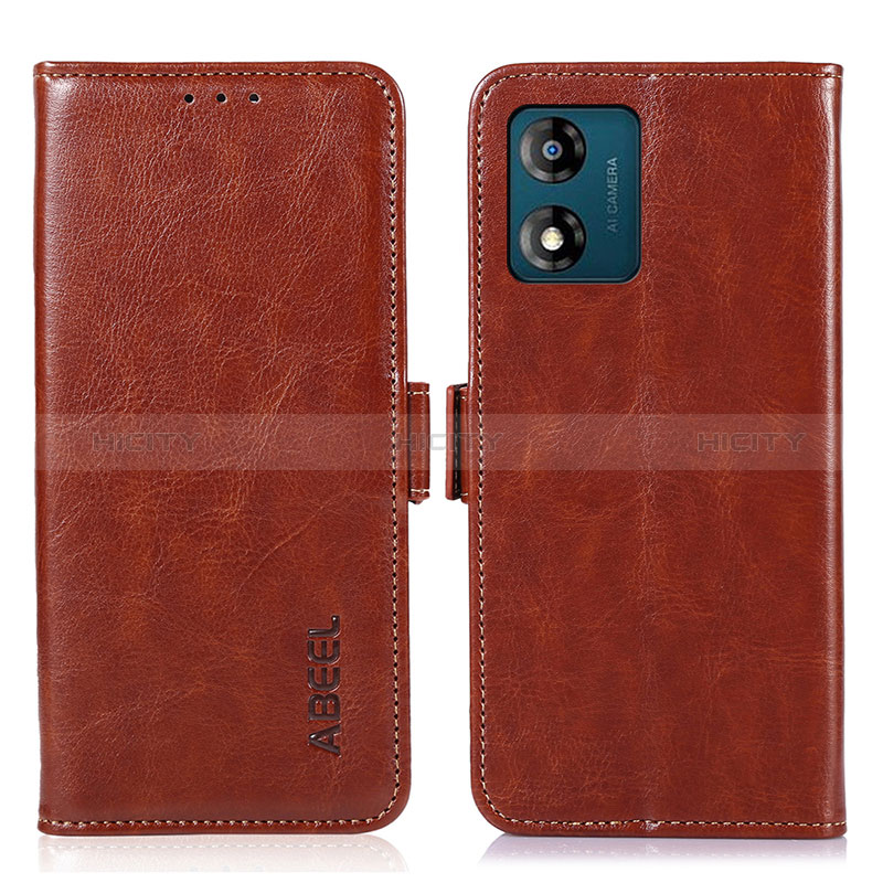 Coque Portefeuille Livre Cuir Etui Clapet A07D pour Motorola Moto E13 Marron Plus