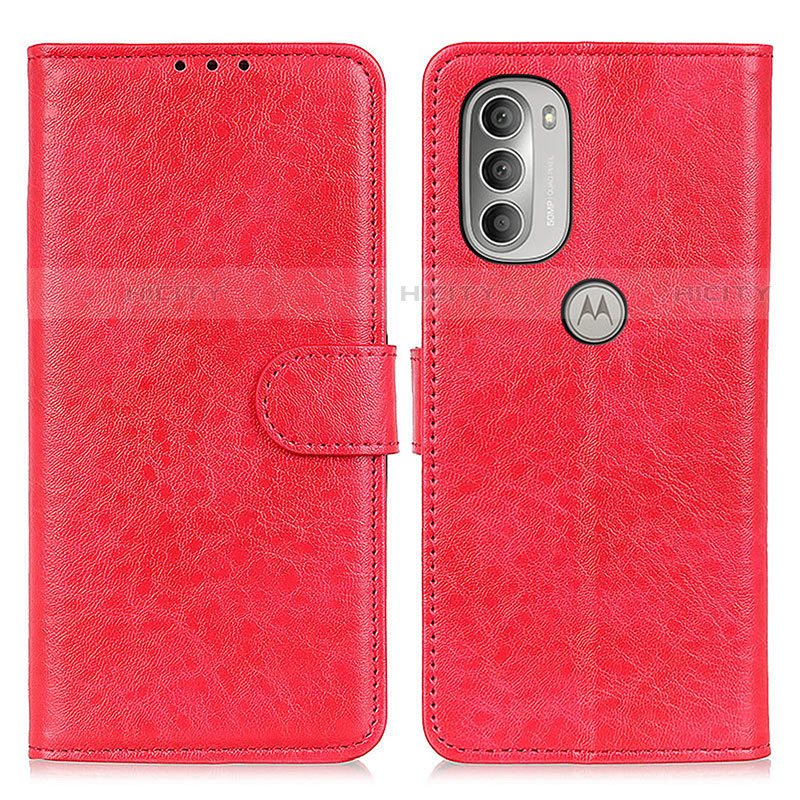 Coque Portefeuille Livre Cuir Etui Clapet A07D pour Motorola Moto G51 5G Rouge Plus