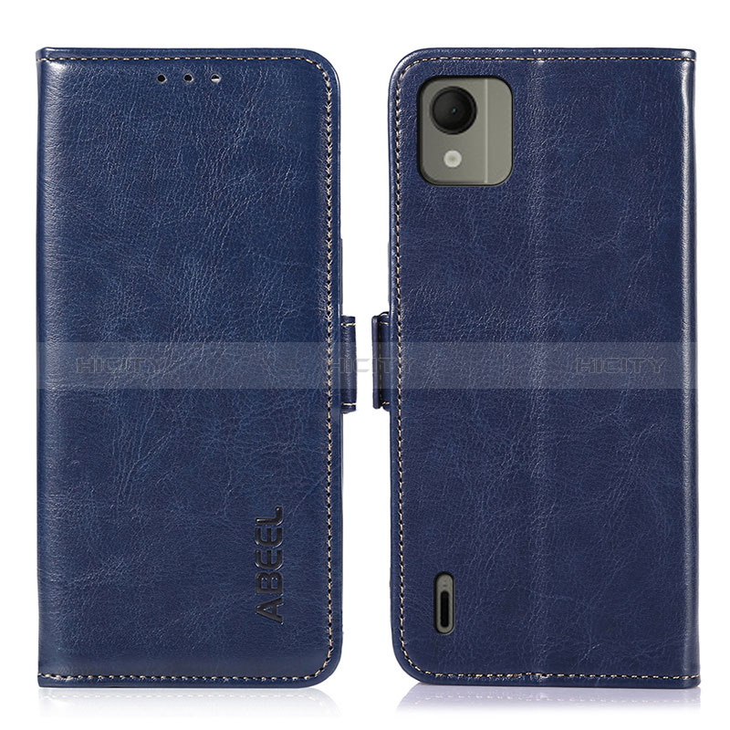 Coque Portefeuille Livre Cuir Etui Clapet A07D pour Nokia C110 Bleu Plus