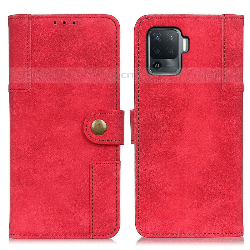 Coque Portefeuille Livre Cuir Etui Clapet A07D pour Oppo Reno5 F Rouge Plus