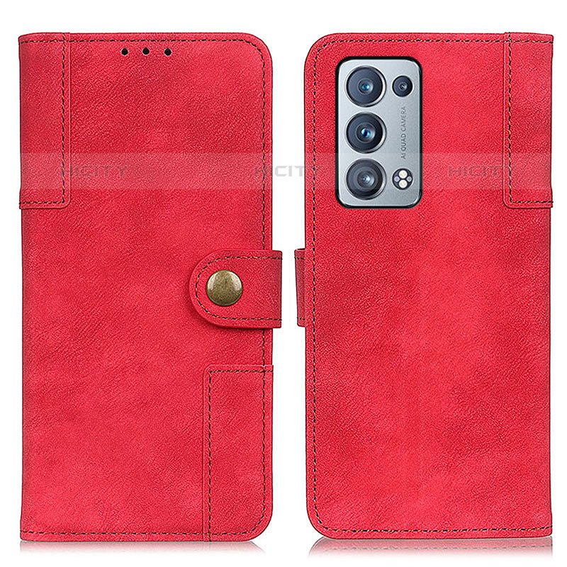 Coque Portefeuille Livre Cuir Etui Clapet A07D pour Oppo Reno6 Pro+ Plus 5G Rouge Plus