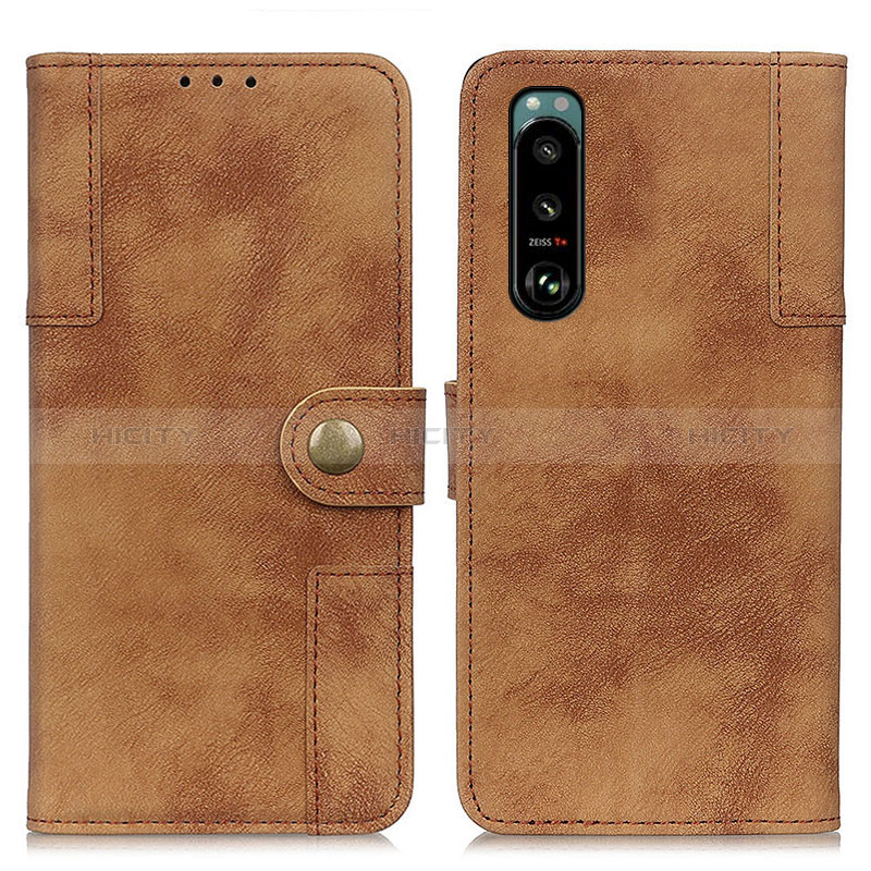 Coque Portefeuille Livre Cuir Etui Clapet A07D pour Sony Xperia 5 III SO-53B Marron Plus