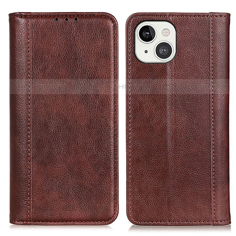 Coque Portefeuille Livre Cuir Etui Clapet A08 pour Apple iPhone 13 Marron Plus