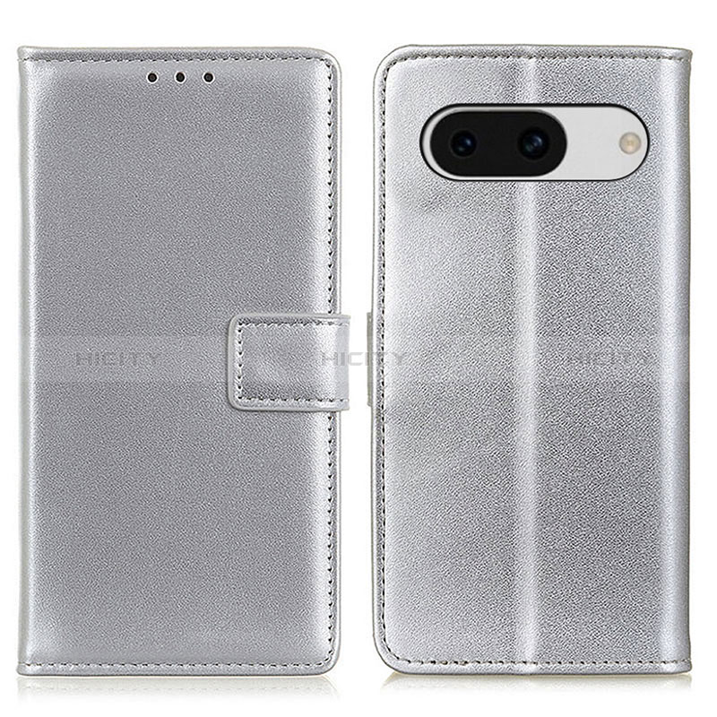 Coque Portefeuille Livre Cuir Etui Clapet A08D pour Google Pixel 8a 5G Argent Plus