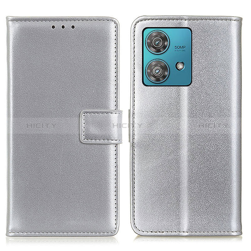 Coque Portefeuille Livre Cuir Etui Clapet A08D pour Motorola Moto Edge 40 Neo 5G Argent Plus