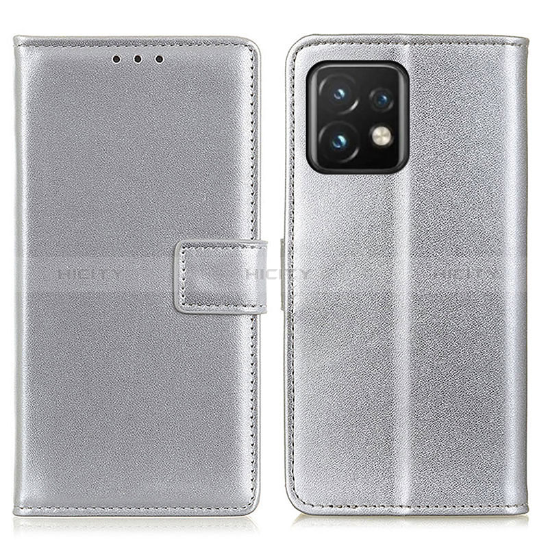 Coque Portefeuille Livre Cuir Etui Clapet A08D pour Motorola Moto Edge 40 Pro 5G Argent Plus