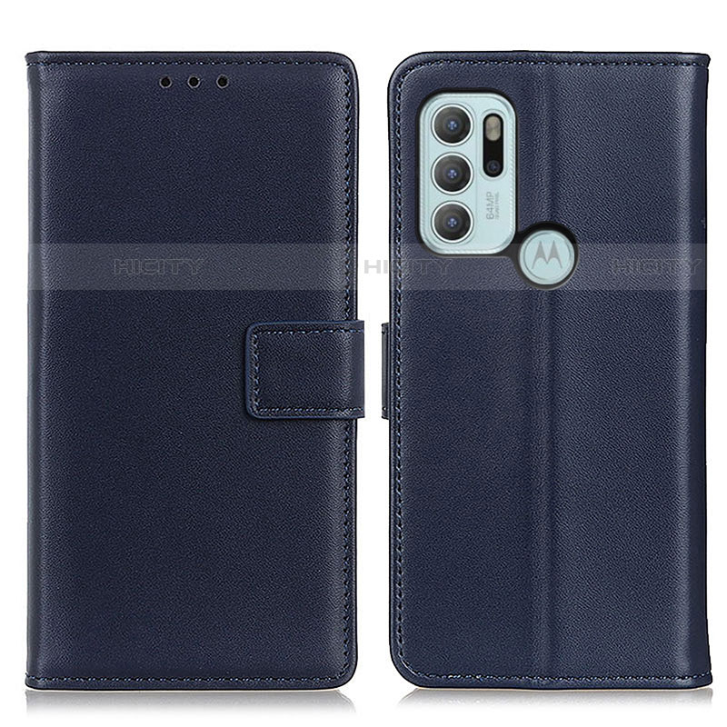 Coque Portefeuille Livre Cuir Etui Clapet A08D pour Motorola Moto G60s Bleu Plus