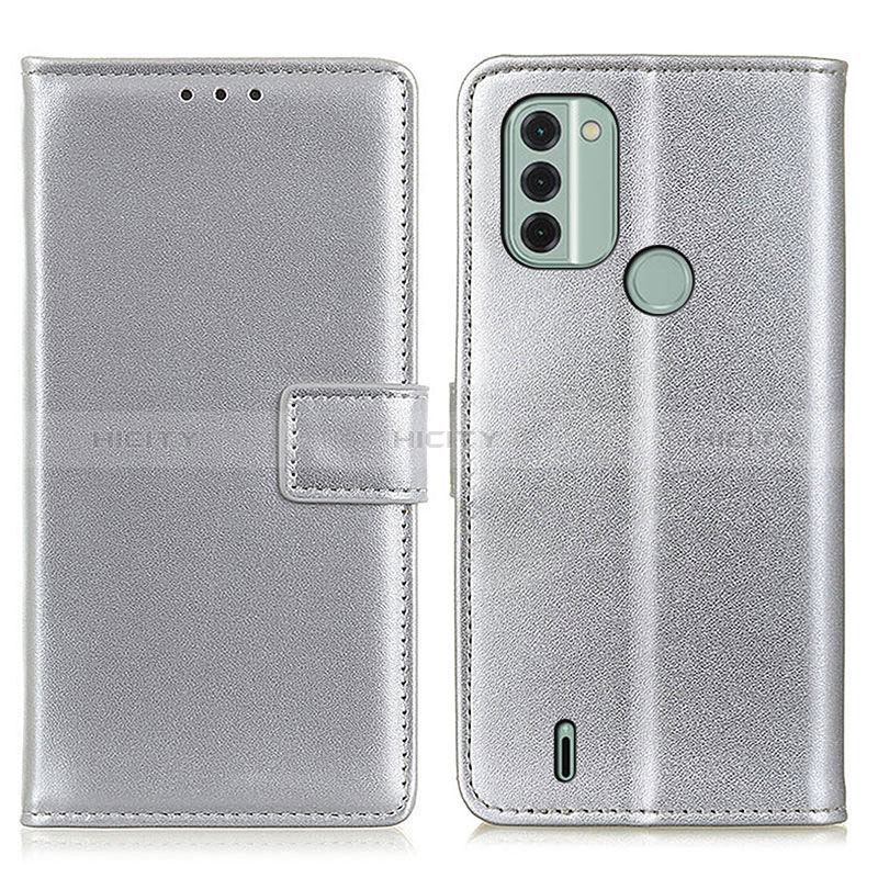 Coque Portefeuille Livre Cuir Etui Clapet A08D pour Nokia C31 Argent Plus