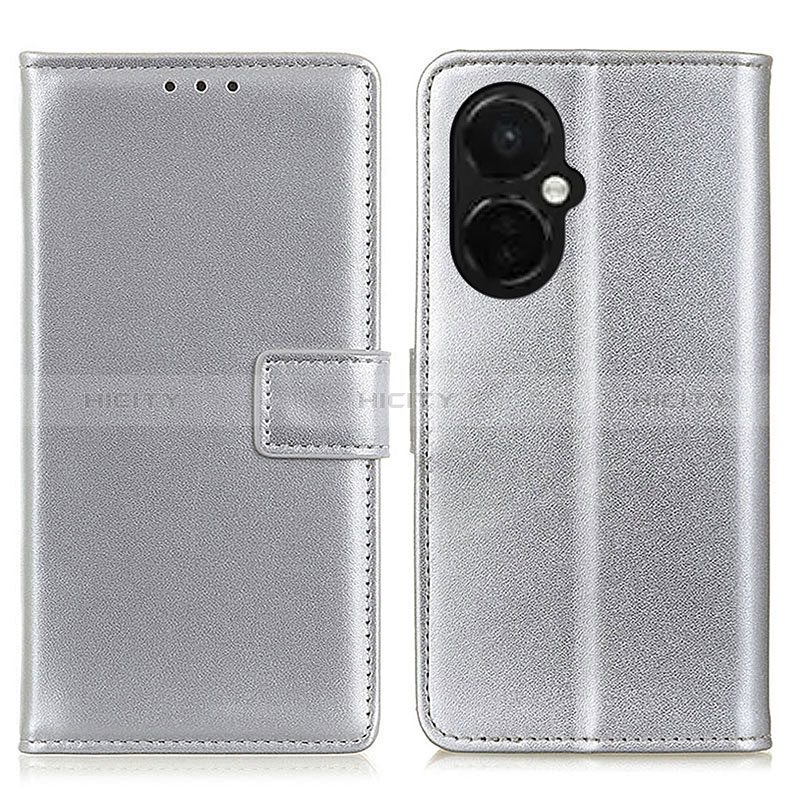 Coque Portefeuille Livre Cuir Etui Clapet A08D pour OnePlus Nord CE 3 5G Argent Plus