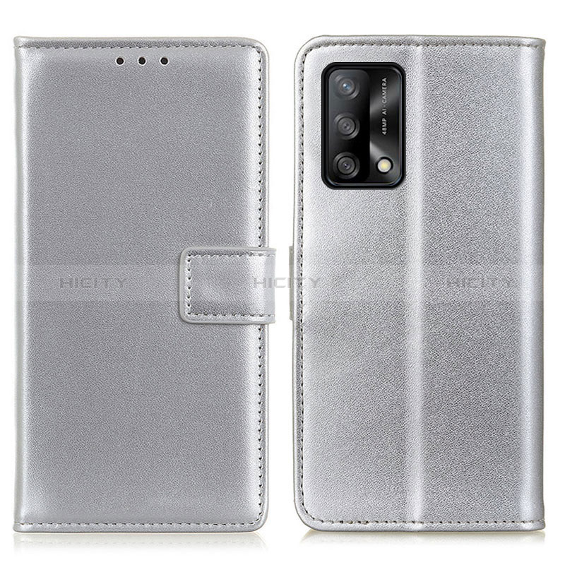 Coque Portefeuille Livre Cuir Etui Clapet A08D pour Oppo A95 4G Argent Plus