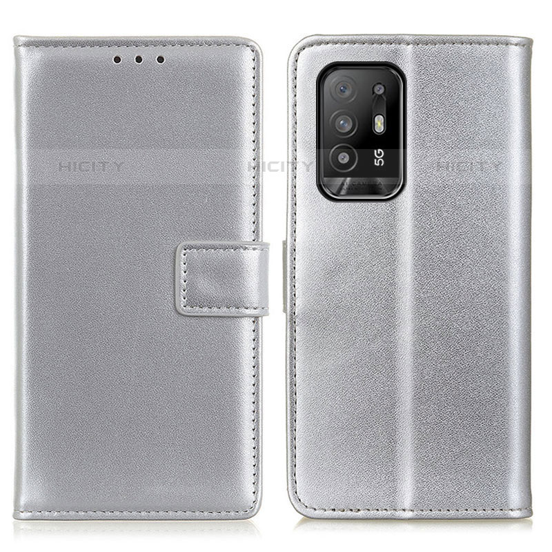 Coque Portefeuille Livre Cuir Etui Clapet A08D pour Oppo A95 5G Argent Plus