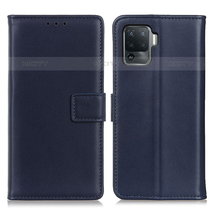 Coque Portefeuille Livre Cuir Etui Clapet A08D pour Oppo Reno5 F Bleu Plus