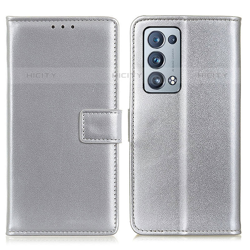 Coque Portefeuille Livre Cuir Etui Clapet A08D pour Oppo Reno6 Pro 5G Argent Plus