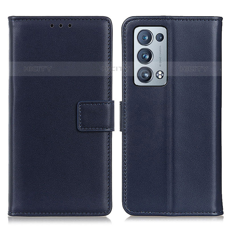 Coque Portefeuille Livre Cuir Etui Clapet A08D pour Oppo Reno6 Pro 5G Bleu Plus