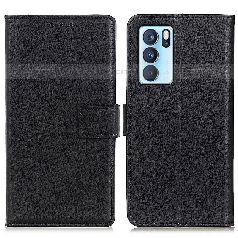 Coque Portefeuille Livre Cuir Etui Clapet A08D pour Oppo Reno6 Pro 5G India Noir Plus