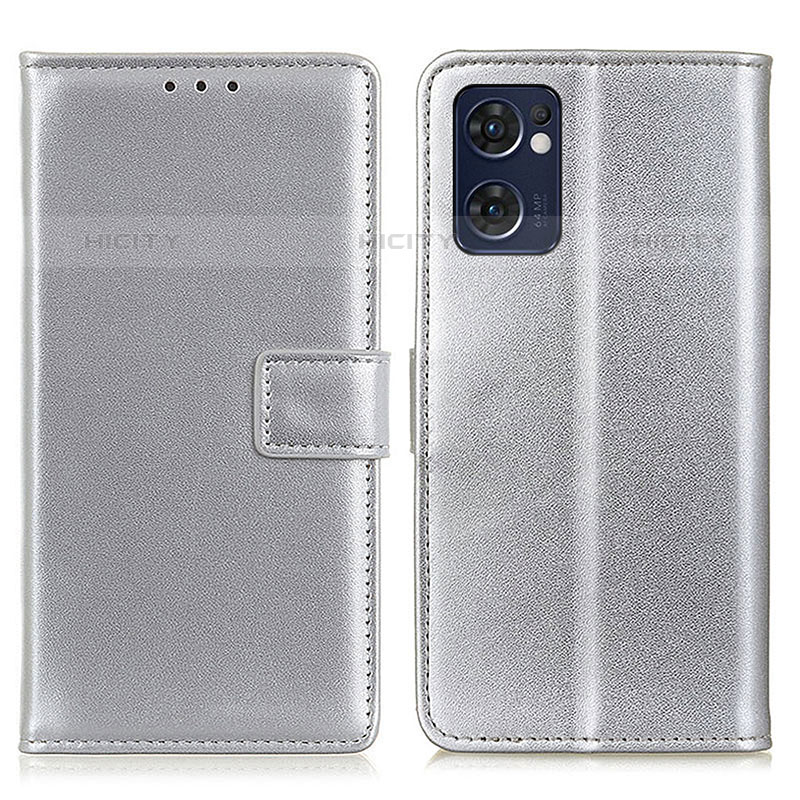 Coque Portefeuille Livre Cuir Etui Clapet A08D pour Oppo Reno7 5G Argent Plus