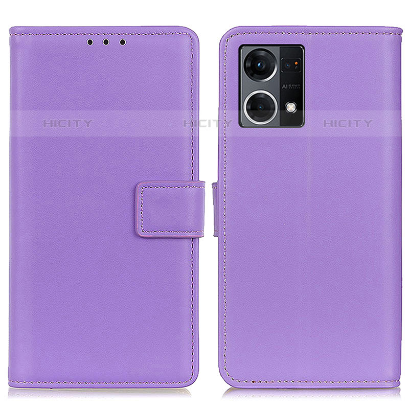 Coque Portefeuille Livre Cuir Etui Clapet A08D pour Oppo Reno8 4G Violet Plus