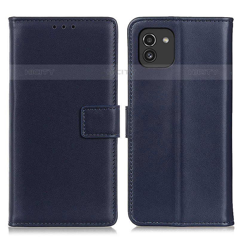 Coque Portefeuille Livre Cuir Etui Clapet A08D pour Samsung Galaxy A03 Bleu Plus