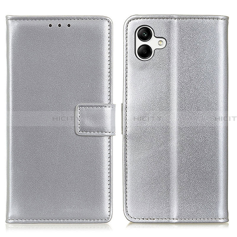 Coque Portefeuille Livre Cuir Etui Clapet A08D pour Samsung Galaxy A04 4G Argent Plus