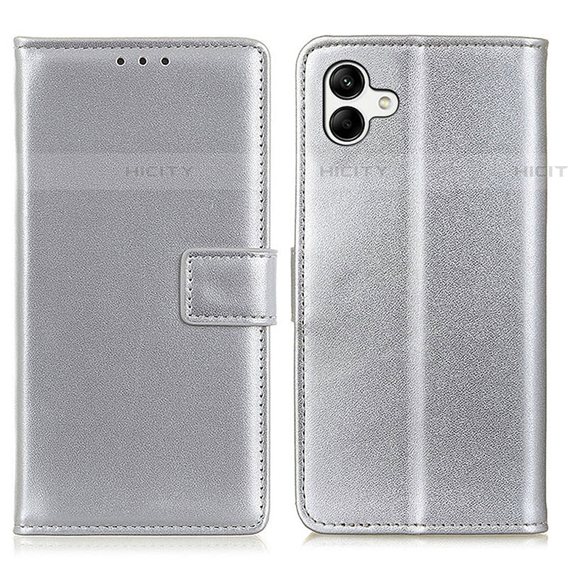 Coque Portefeuille Livre Cuir Etui Clapet A08D pour Samsung Galaxy A04E Argent Plus