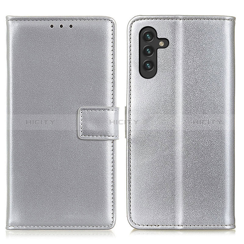 Coque Portefeuille Livre Cuir Etui Clapet A08D pour Samsung Galaxy A04s Argent Plus