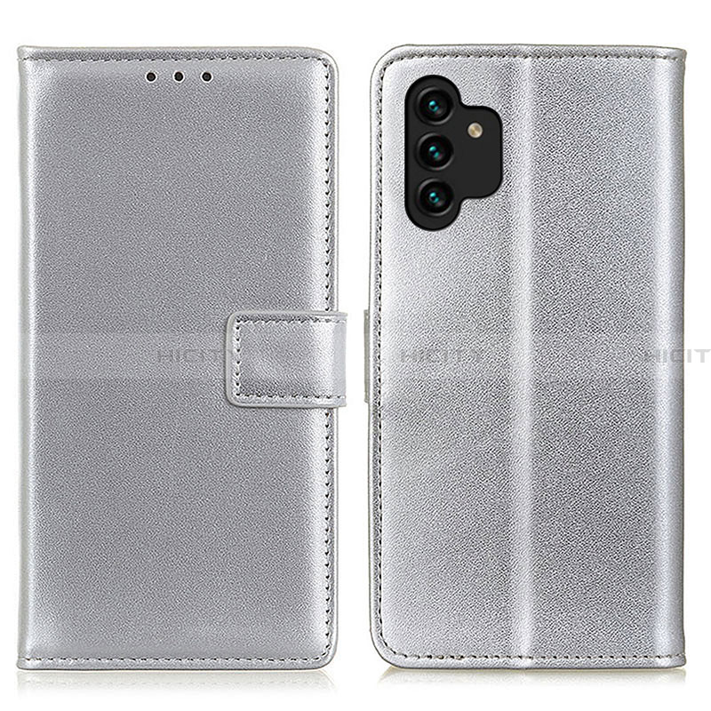 Coque Portefeuille Livre Cuir Etui Clapet A08D pour Samsung Galaxy A13 4G Argent Plus