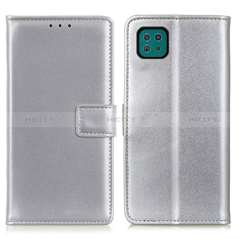 Coque Portefeuille Livre Cuir Etui Clapet A08D pour Samsung Galaxy A22s 5G Argent Plus