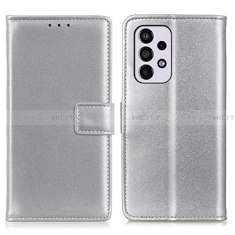 Coque Portefeuille Livre Cuir Etui Clapet A08D pour Samsung Galaxy A33 5G Argent Plus