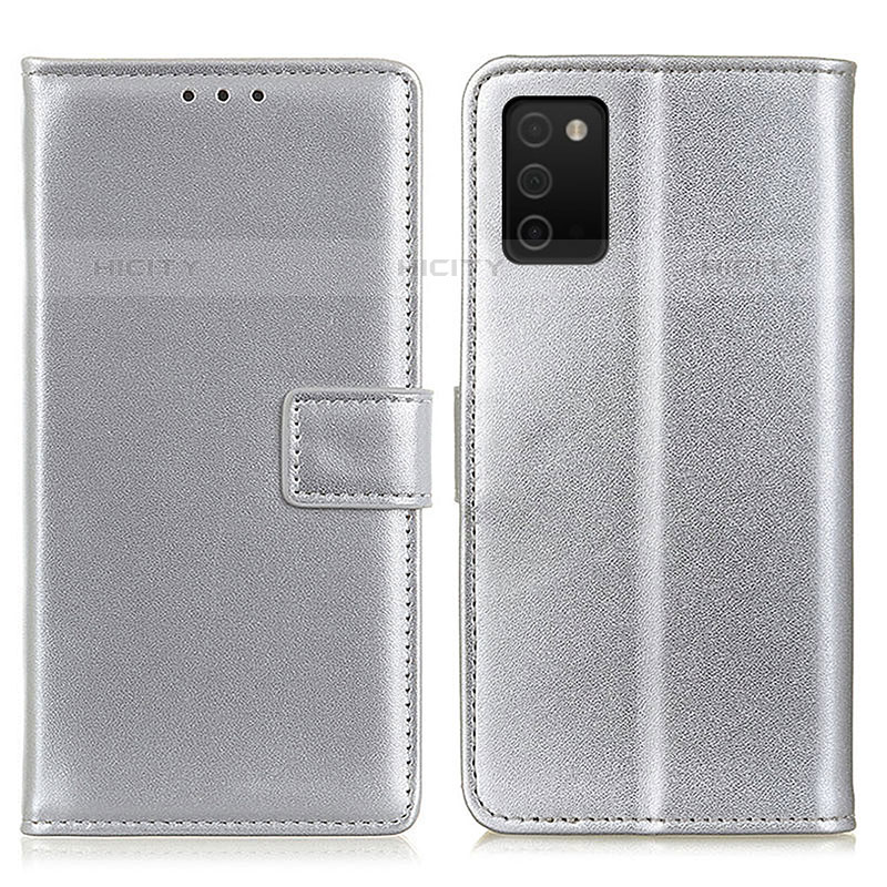 Coque Portefeuille Livre Cuir Etui Clapet A08D pour Samsung Galaxy M02s Argent Plus