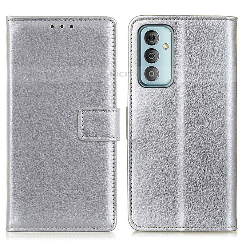 Coque Portefeuille Livre Cuir Etui Clapet A08D pour Samsung Galaxy M23 5G Argent Plus