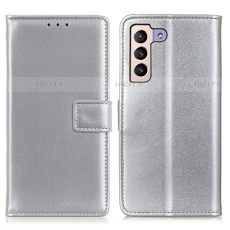 Coque Portefeuille Livre Cuir Etui Clapet A08D pour Samsung Galaxy S21 5G Argent Plus