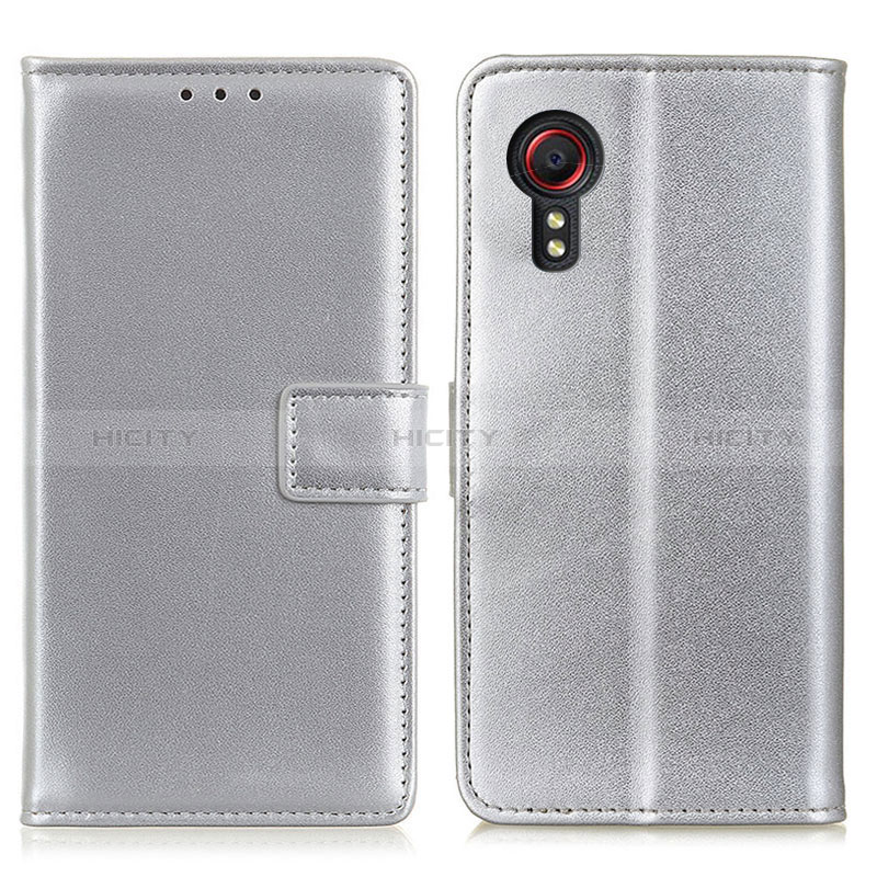 Coque Portefeuille Livre Cuir Etui Clapet A08D pour Samsung Galaxy XCover 5 SM-G525F Argent Plus