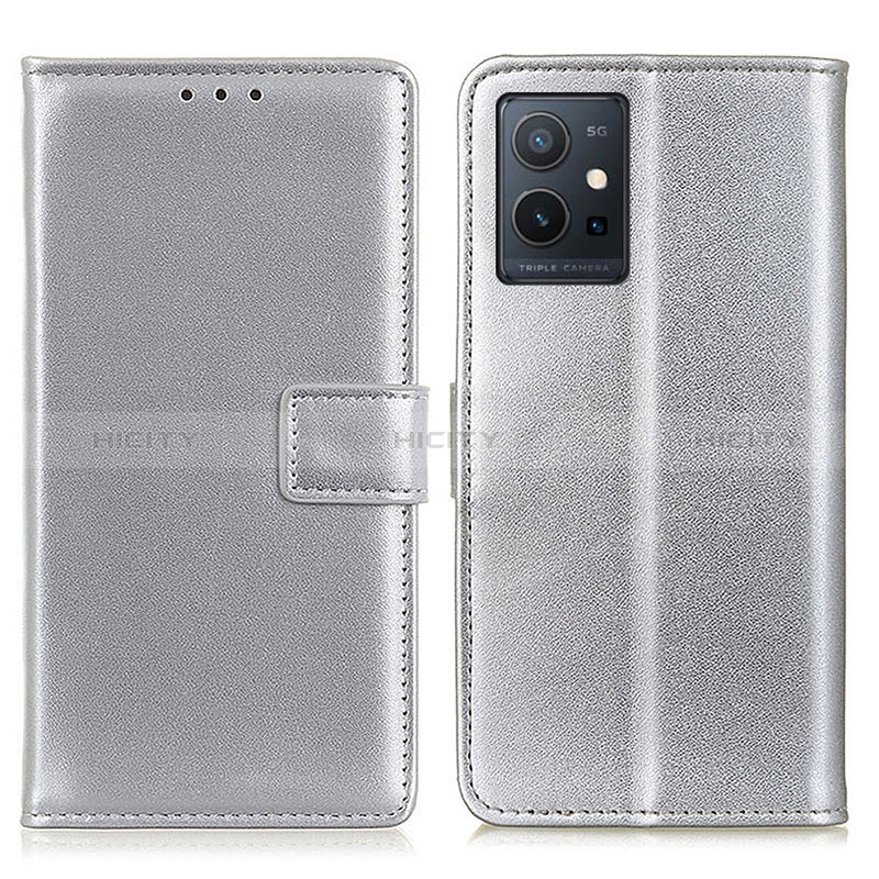 Coque Portefeuille Livre Cuir Etui Clapet A08D pour Vivo Y55s 5G Argent Plus