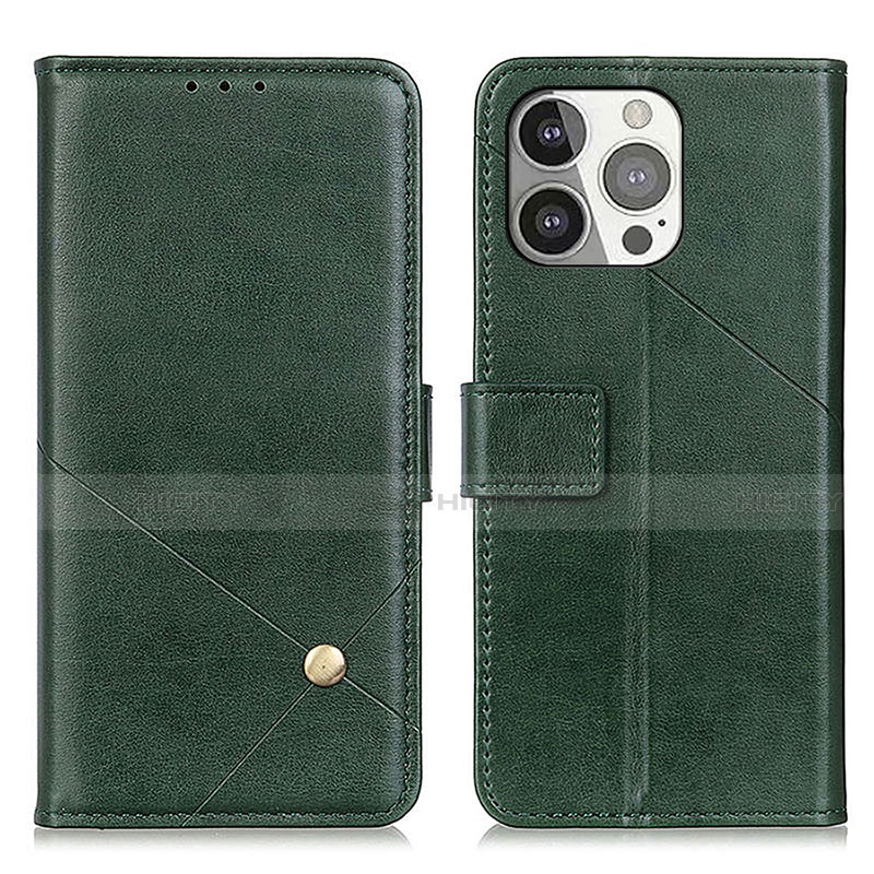 Coque Portefeuille Livre Cuir Etui Clapet A09 pour Apple iPhone 13 Pro Vert Plus