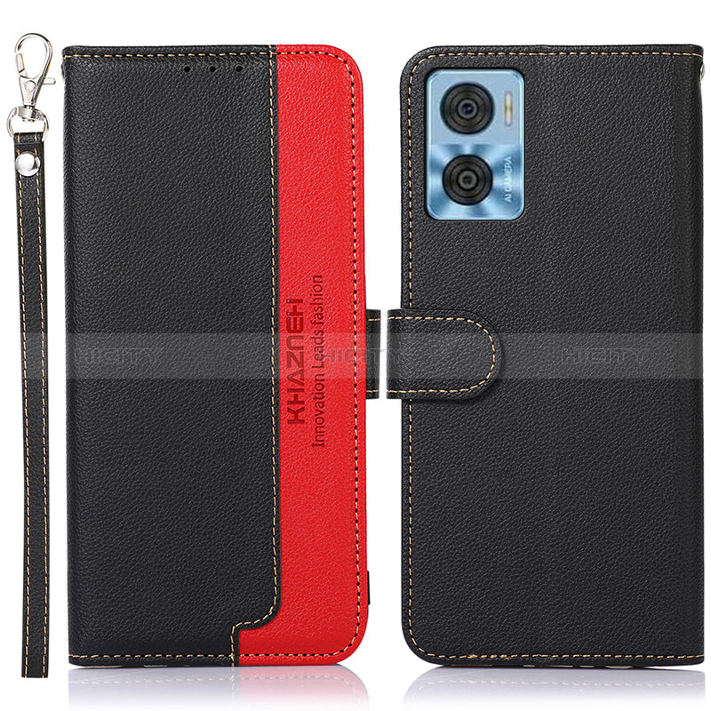 Coque Portefeuille Livre Cuir Etui Clapet A09D pour Motorola Moto E22i Noir Plus