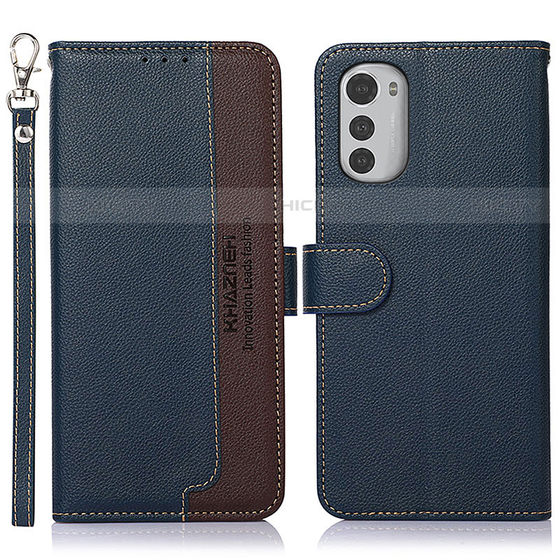 Coque Portefeuille Livre Cuir Etui Clapet A09D pour Motorola Moto E32s Bleu Plus