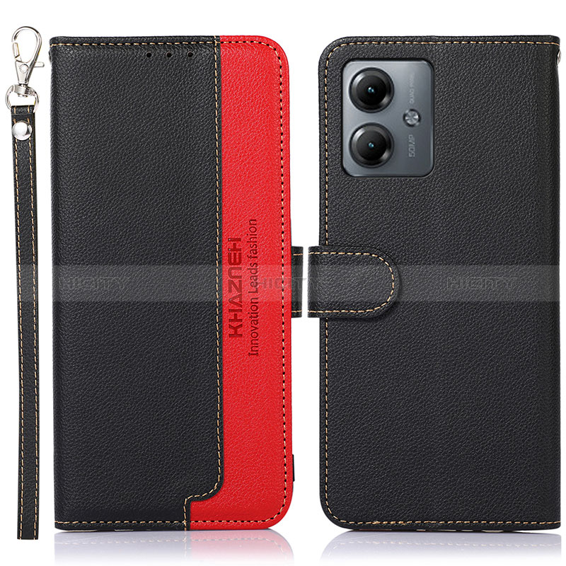 Coque Portefeuille Livre Cuir Etui Clapet A09D pour Motorola Moto G14 Noir Plus