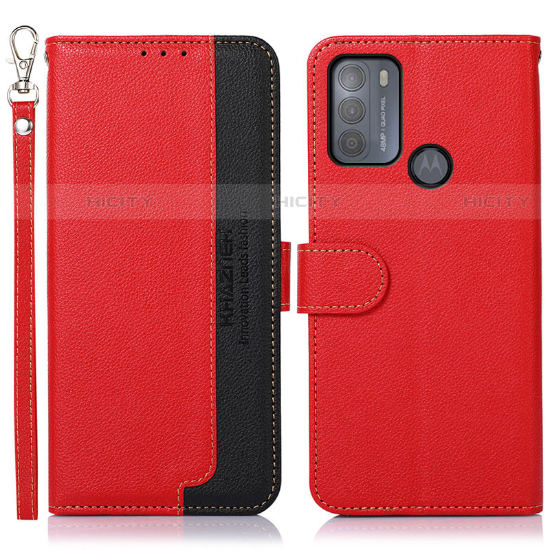 Coque Portefeuille Livre Cuir Etui Clapet A09D pour Motorola Moto G50 Rouge Plus