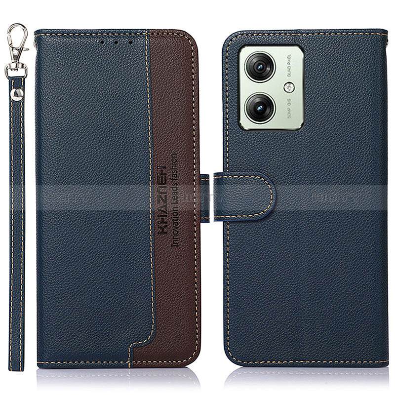 Coque Portefeuille Livre Cuir Etui Clapet A09D pour Motorola Moto G54 5G Bleu Plus