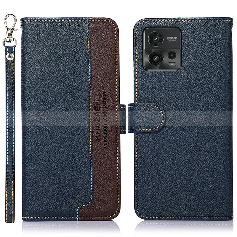 Coque Portefeuille Livre Cuir Etui Clapet A09D pour Motorola Moto G72 Bleu Plus