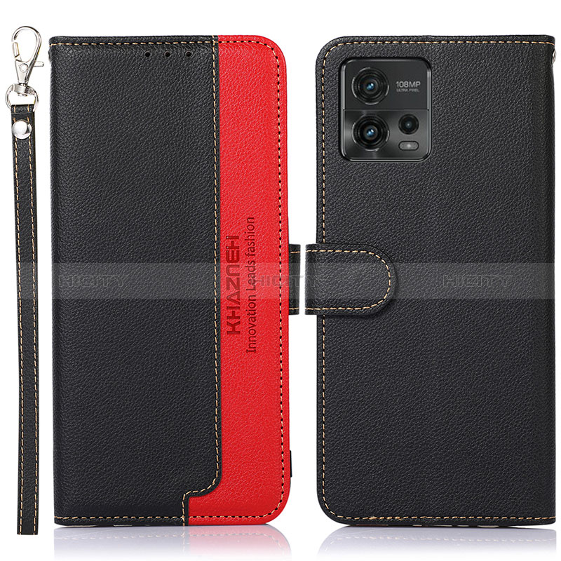 Coque Portefeuille Livre Cuir Etui Clapet A09D pour Motorola Moto G72 Noir Plus