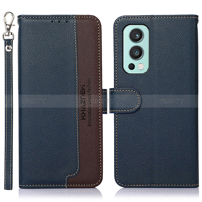 Coque Portefeuille Livre Cuir Etui Clapet A09D pour OnePlus Nord 2 5G Bleu Plus