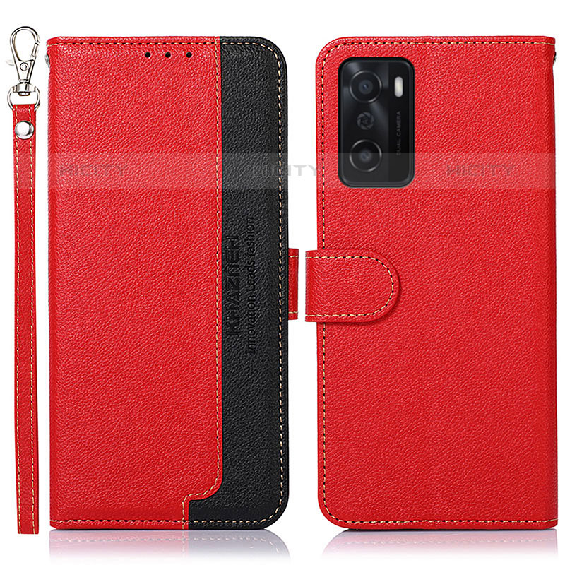 Coque Portefeuille Livre Cuir Etui Clapet A09D pour Oppo A55S 5G Rouge Plus