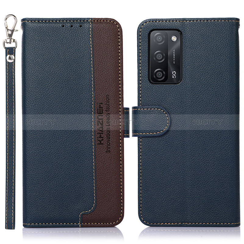 Coque Portefeuille Livre Cuir Etui Clapet A09D pour Oppo A56 5G Bleu Plus