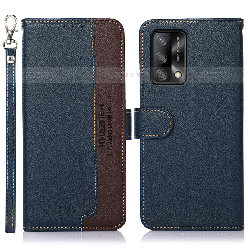 Coque Portefeuille Livre Cuir Etui Clapet A09D pour Oppo A74 4G Bleu Plus