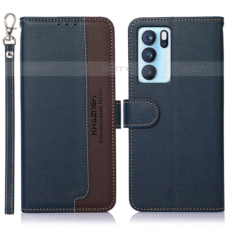 Coque Portefeuille Livre Cuir Etui Clapet A09D pour Oppo Reno6 Pro 5G India Bleu Plus